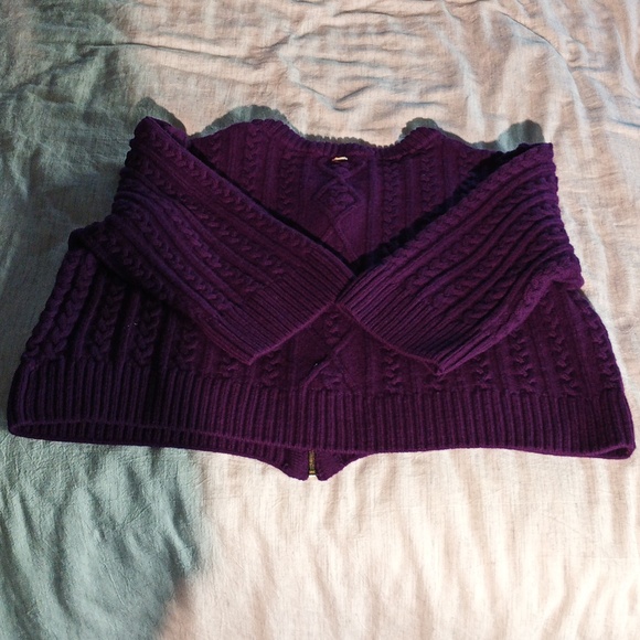 Vintage St. John Purple Cable Knit Cropped Cardigan Size Large - Picture 8 of 9